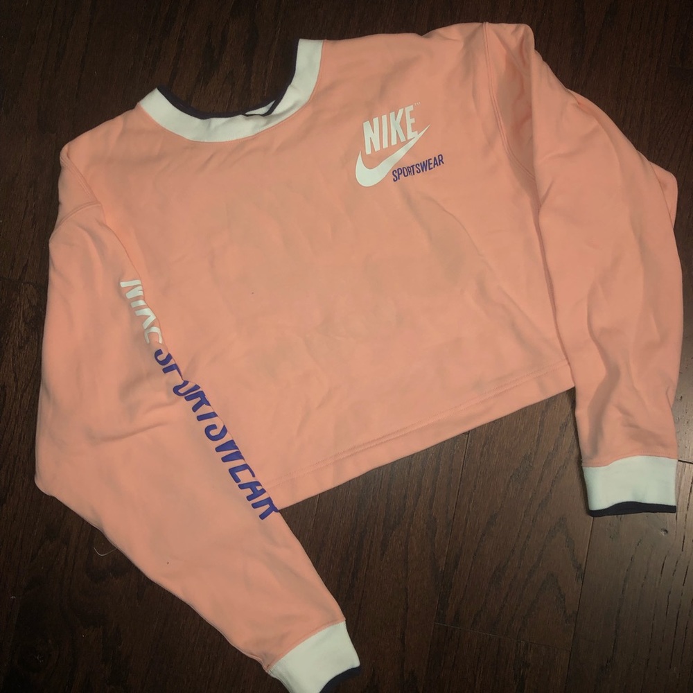 Nike Coral/white reversible Crop hoodie Womens m